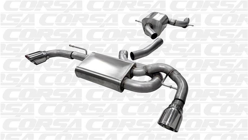 Volkswagen GTI Performance Exhaust - Dual Rear Exit - CORSA Performance - Cat-Back Touring + Pro-Series Tips - Polished - `10-`14